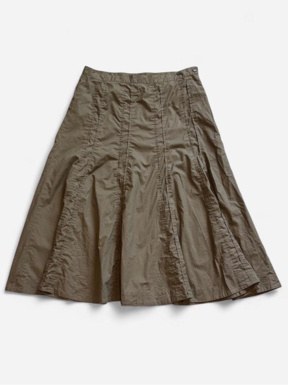 Ralph Lauren Khaki Midi Skirt with Ruched Detailing